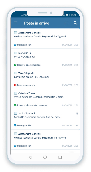 Icona Smartphone con App Legalmail InfoCert